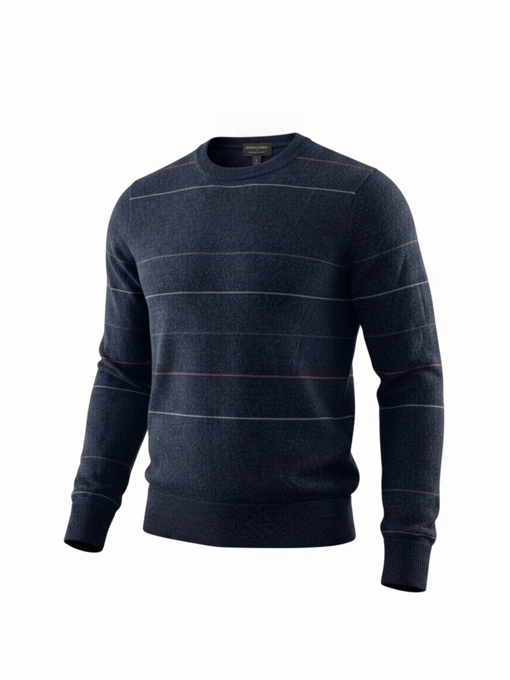 Banana Republic Navy Crewneck Sweater with Subtle Stripe Accents